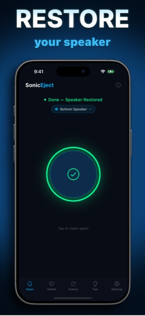 SonicEject speaker restored — green confirmation ring