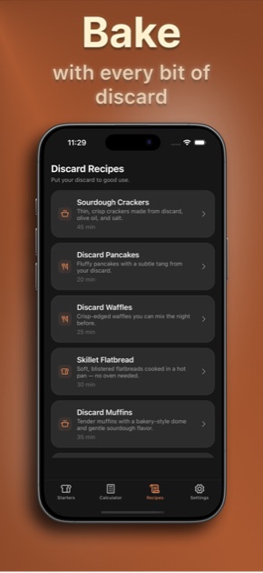 Sourdough discard recipes list with crackers, pancakes, waffles, flatbread and muffins